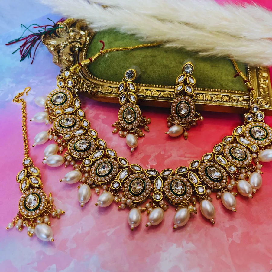 Bridal Kundan Choker Set – Pearl