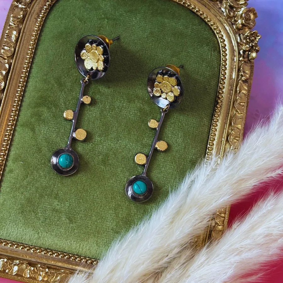 Luna Leaf Line Drop Earrings