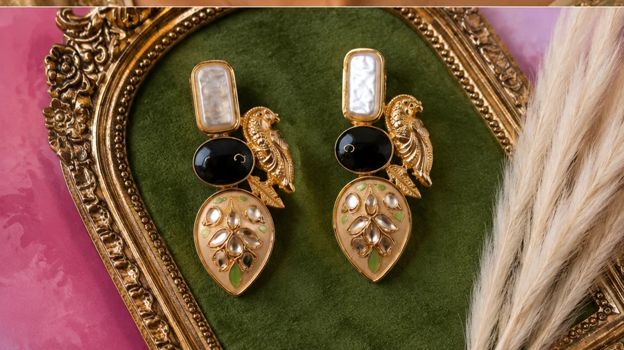 Mayura Kundan Earrings