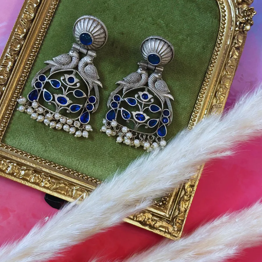 Peacock Pearl Ghungroo Earrings