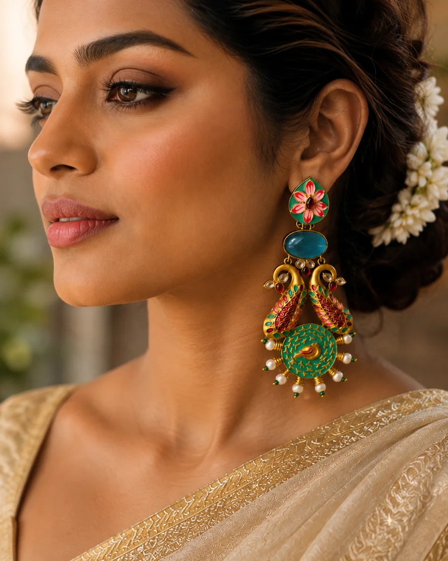 Royal Meenakari Mayura Earrings