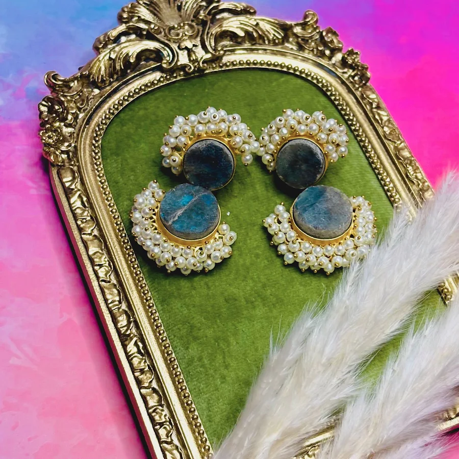 Sapphire Pearl Mist Earrings