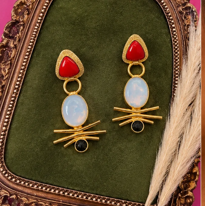 Sunburst Cameo Drop Earrings